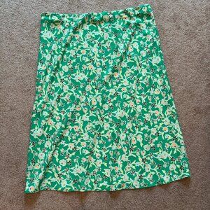 LOFT Outlet Green Floral Below Knee Skirt XL